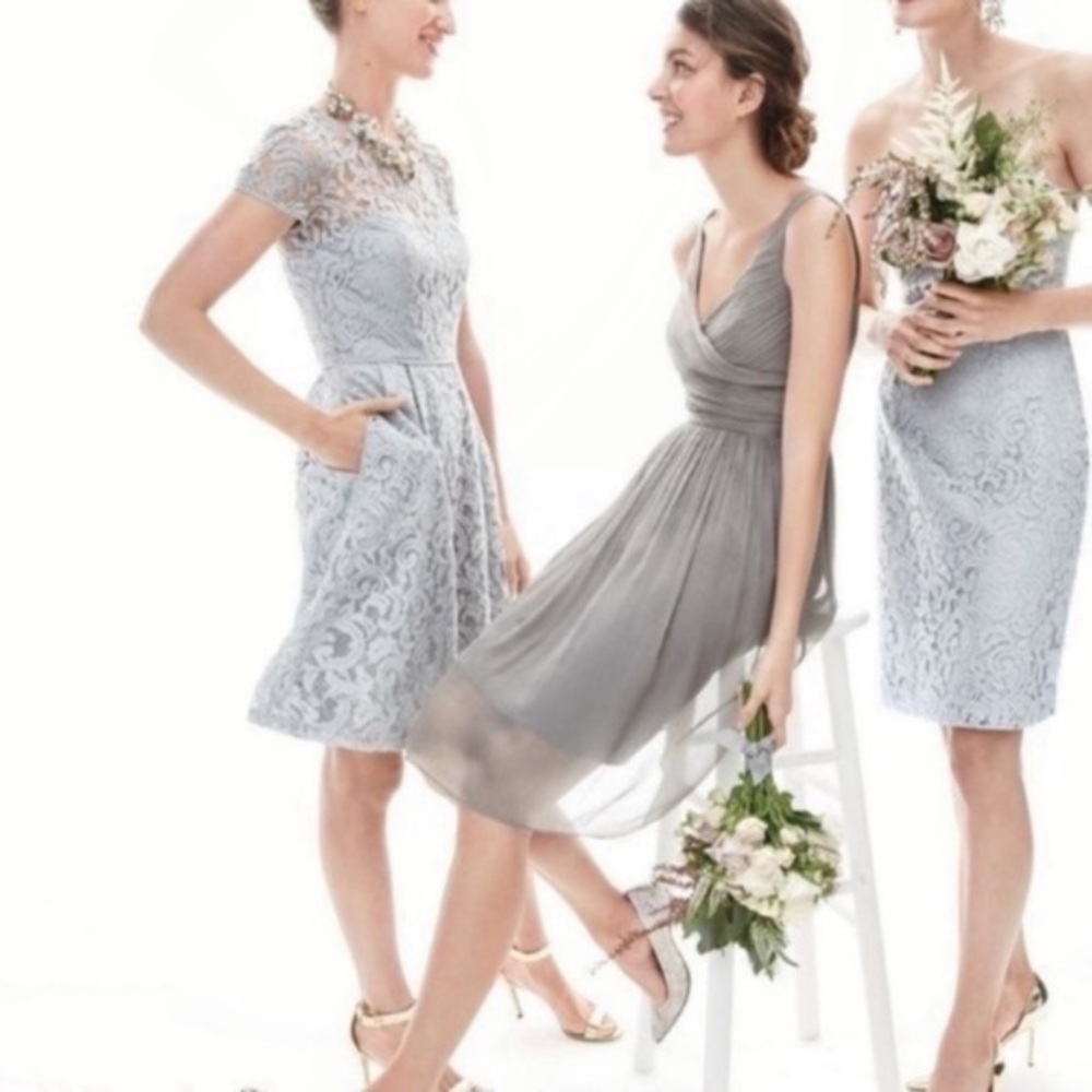 NWT J. Crew Heidi gray silk wrap bodice flare dress